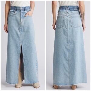NWT Slvrlake Re Work Dallas Double High Waist Organic Cotton Denim Maxi Skirt 23